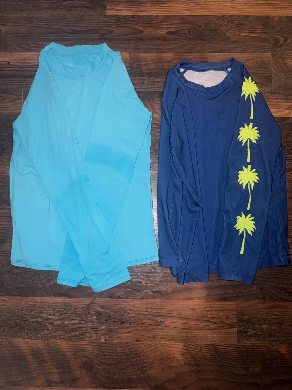 Kids Long Sleeve Rash Guard Swim Shirt - Blue & Navy (Set of 2)